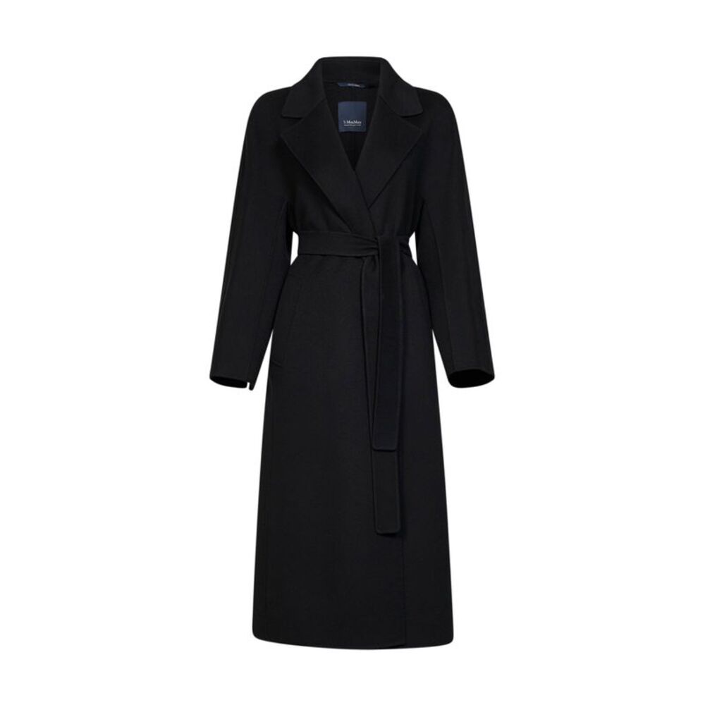 Max Mara S Women Black Smmpenelope Long Wrap Coat